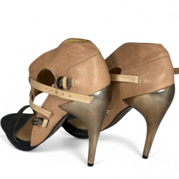 AllSaints Spitalfields Jacks Place high-heel sandals leather & metallic stiletto - Picture 7 of 13